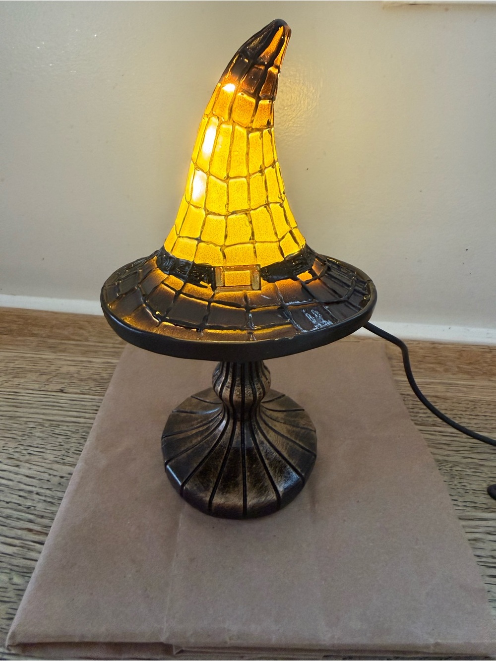 Decorative Yellow Witch Hat Table Lamp - Unbranded
